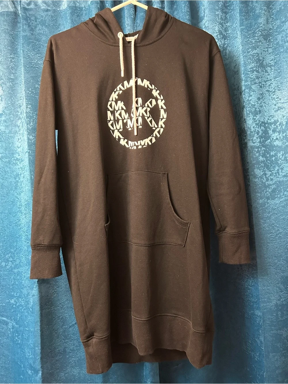 Michael Kors Men’s Black Hooded Sweatshirt with Ivory MK Circle Logo